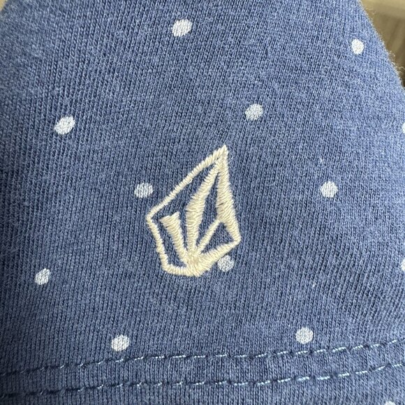 Volcom Blue Polka Dot Racerback Tank Top M/12 Cotton Modal Blend Womens Sleevele - Picture 4 of 8